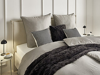 Musterring Heimtextilien: Bettwäsche Ease mit Reißverschluss, grau mit Paspel, (100 % Baumwolle), ca. L 135, B 200 cm / ca. L 155, B 220 cm / ca. L 80, B 80 cm