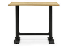 Bartisch T 4010 (8923-79-008), Charakter-Eiche massiv, 30 mm, mit gerader Kante, geschliffen und geölt, Metallgestell schwarz matt, ca. L 140, B 70, H 110 cm